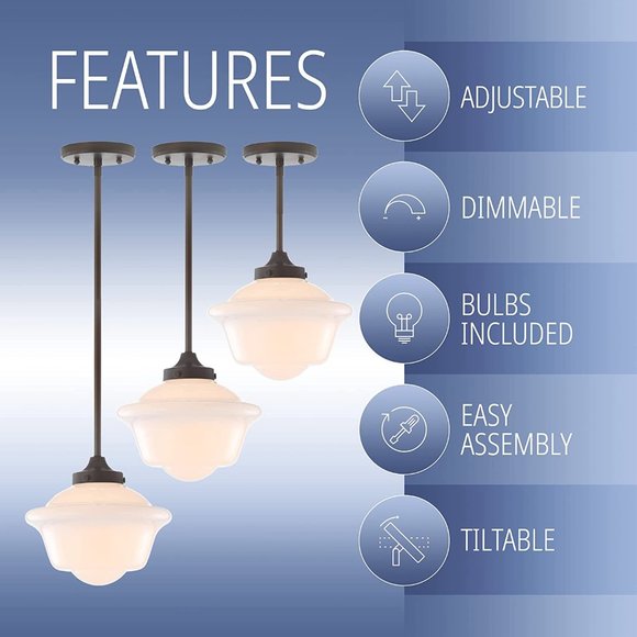 JONATHAN Y JYL3517C Kurtz 9.5" Adjustable Drop Metal/Glass LED - Picture 2 of 6